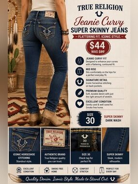 True Religion Jeans Jeanie Curvy Super Skinny Jeans